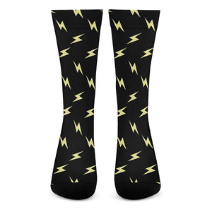 Black And Yellow Lightning Pattern Print Crew Socks