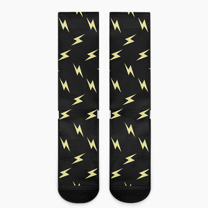 Black And Yellow Lightning Pattern Print Crew Socks