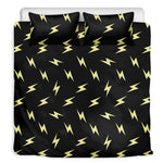 Black And Yellow Lightning Pattern Print Duvet Cover Bedding Set