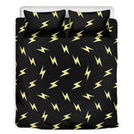 Black And Yellow Lightning Pattern Print Duvet Cover Bedding Set