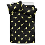 Black And Yellow Lightning Pattern Print Duvet Cover Bedding Set