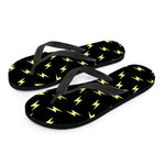 Black And Yellow Lightning Pattern Print Flip Flops