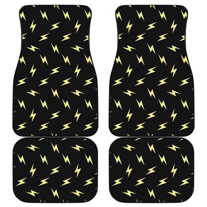 Black And Yellow Lightning Pattern Print Front and Back Car Floor Mats