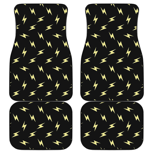 Black And Yellow Lightning Pattern Print Front and Back Car Floor Mats