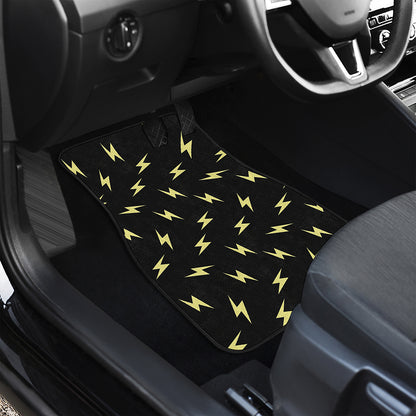 Black And Yellow Lightning Pattern Print Front and Back Car Floor Mats