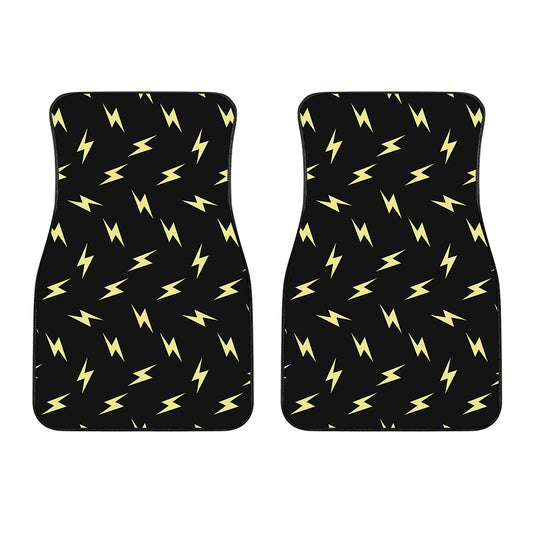 Black And Yellow Lightning Pattern Print Front Car Floor Mats