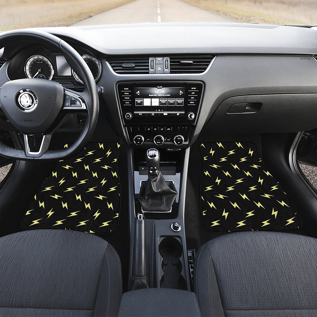Black And Yellow Lightning Pattern Print Front Car Floor Mats