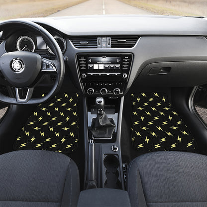 Black And Yellow Lightning Pattern Print Front Car Floor Mats