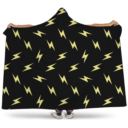 Black And Yellow Lightning Pattern Print Hooded Blanket