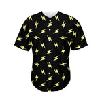 Black And Yellow Lightning Pattern Print Men's Baseball Jersey