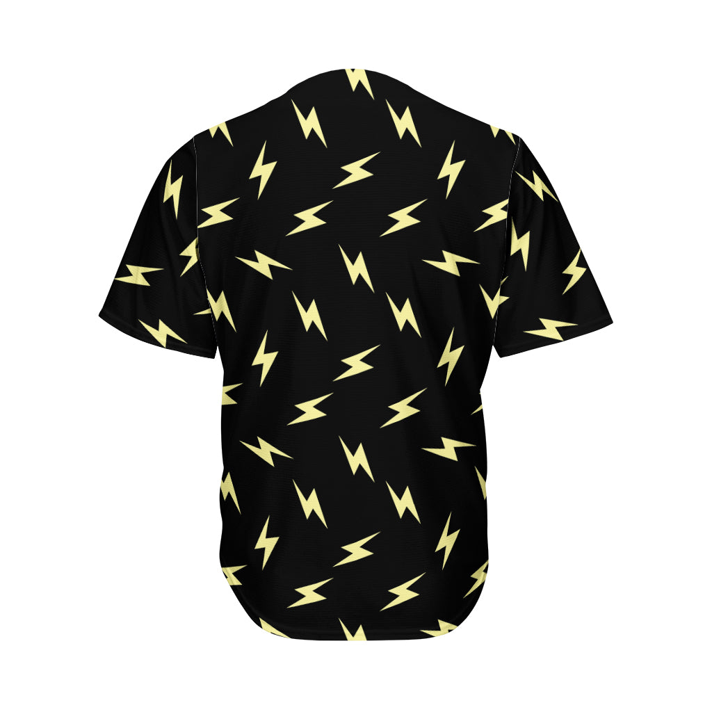 Black And Yellow Lightning Pattern Print Men's Baseball Jersey