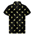 Black And Yellow Lightning Pattern Print Men's Short Sleeve Shirt