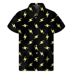 Black And Yellow Lightning Pattern Print Men's Short Sleeve Shirt