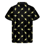Black And Yellow Lightning Pattern Print Men's Short Sleeve Shirt
