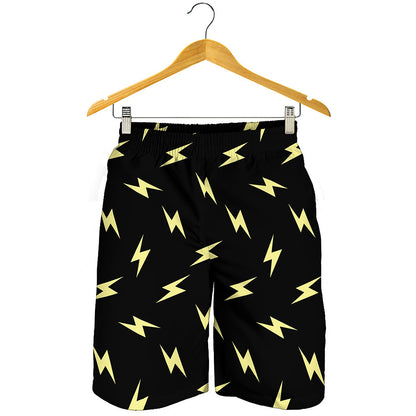 Black And Yellow Lightning Pattern Print Men's Shorts