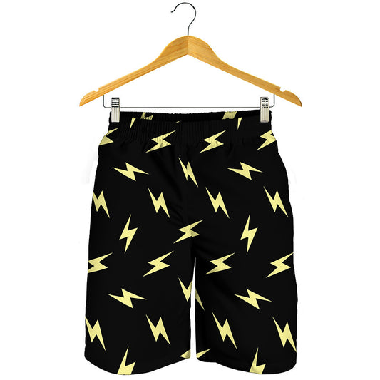 Black And Yellow Lightning Pattern Print Men's Shorts