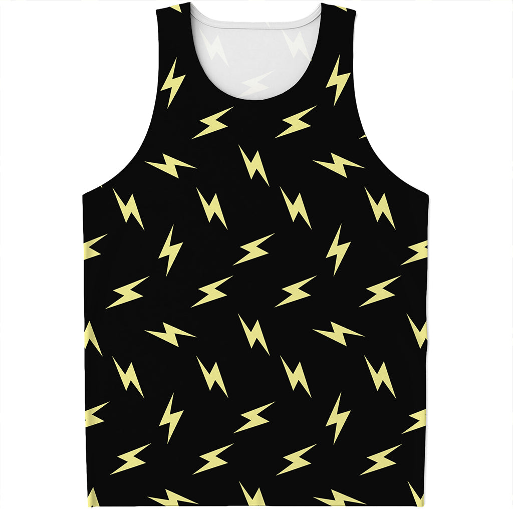 Black And Yellow Lightning Pattern Print Men's Tank Top
