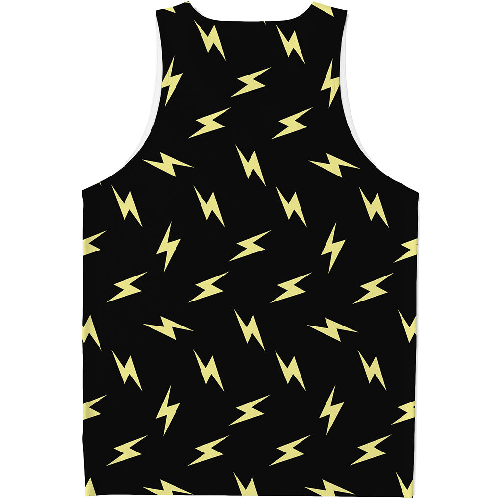Black And Yellow Lightning Pattern Print Men's Tank Top