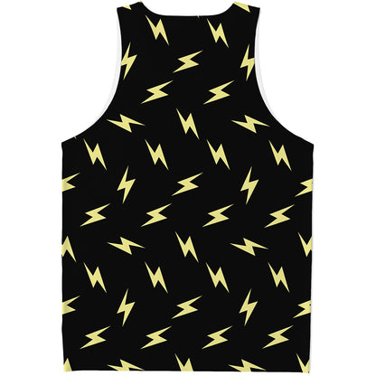 Black And Yellow Lightning Pattern Print Men's Tank Top