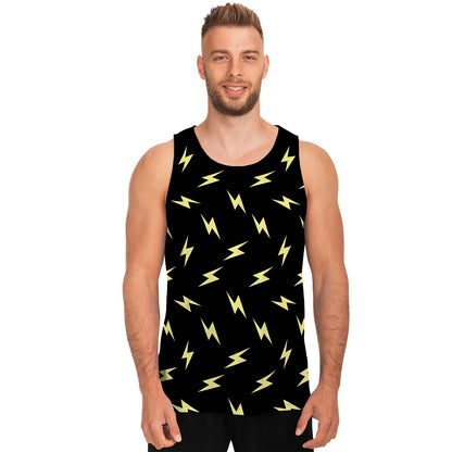 Black And Yellow Lightning Pattern Print Men's Tank Top