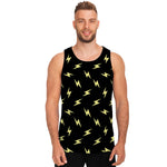 Black And Yellow Lightning Pattern Print Men's Tank Top