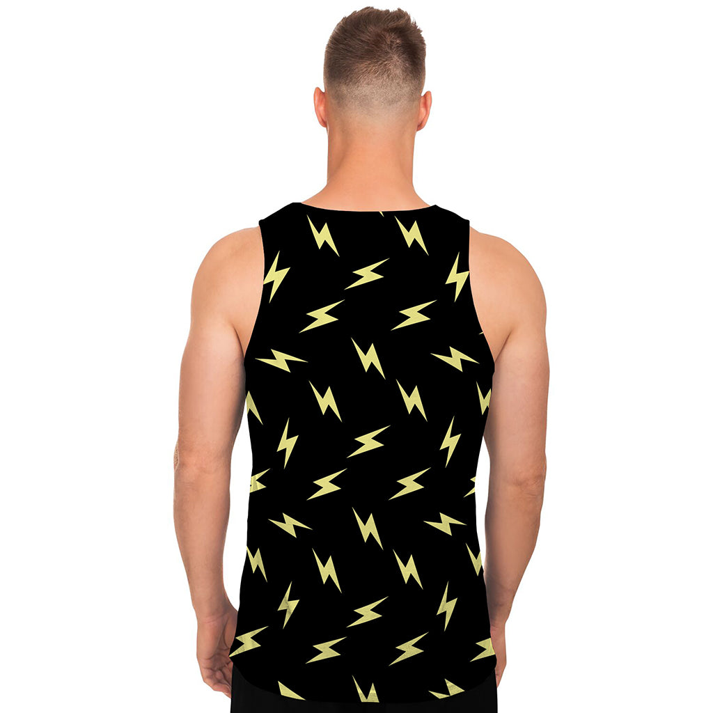 Black And Yellow Lightning Pattern Print Men's Tank Top