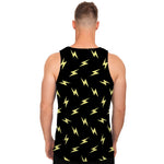 Black And Yellow Lightning Pattern Print Men's Tank Top