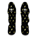 Black And Yellow Lightning Pattern Print Muay Thai Shin Guards