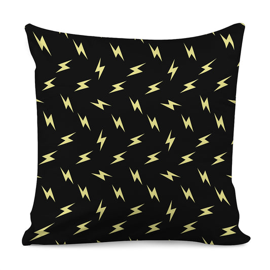 Black And Yellow Lightning Pattern Print Pillow Cover