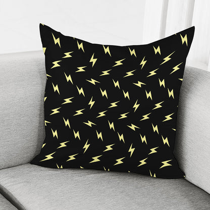 Black And Yellow Lightning Pattern Print Pillow Cover