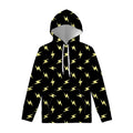 Black And Yellow Lightning Pattern Print Pullover Hoodie