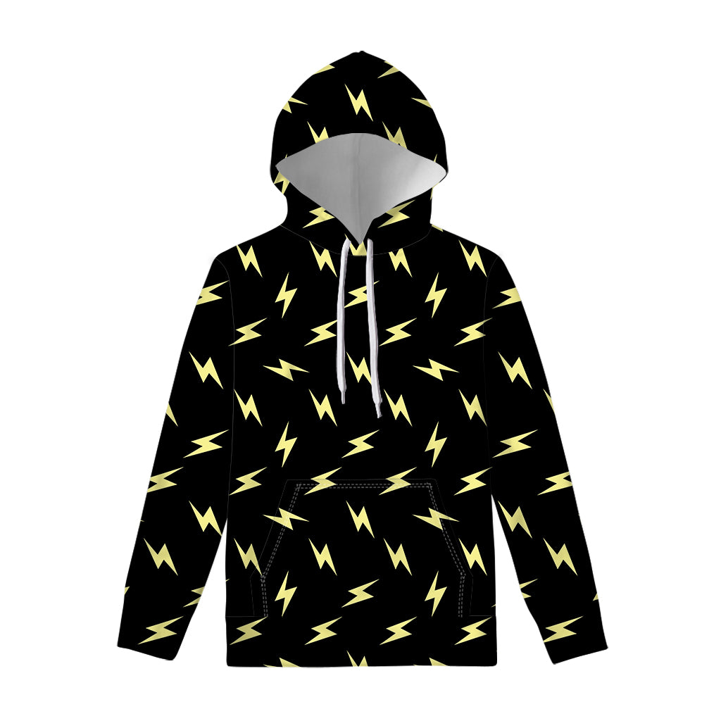 Black And Yellow Lightning Pattern Print Pullover Hoodie