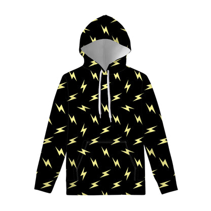 Black And Yellow Lightning Pattern Print Pullover Hoodie