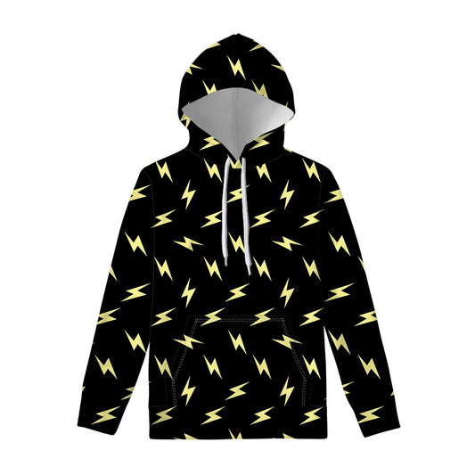 Black And Yellow Lightning Pattern Print Pullover Hoodie