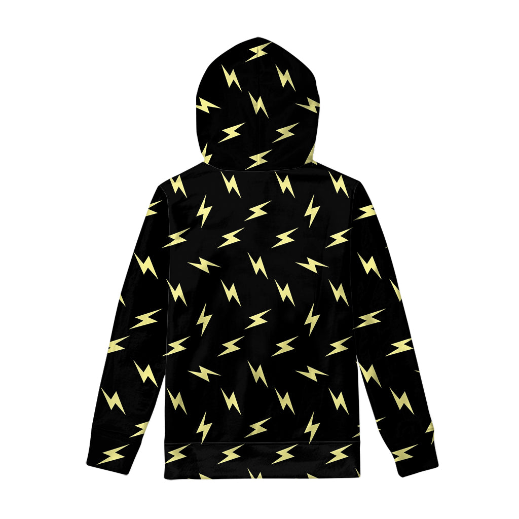 Black And Yellow Lightning Pattern Print Pullover Hoodie