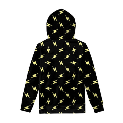 Black And Yellow Lightning Pattern Print Pullover Hoodie