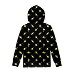 Black And Yellow Lightning Pattern Print Pullover Hoodie