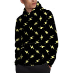 Black And Yellow Lightning Pattern Print Pullover Hoodie