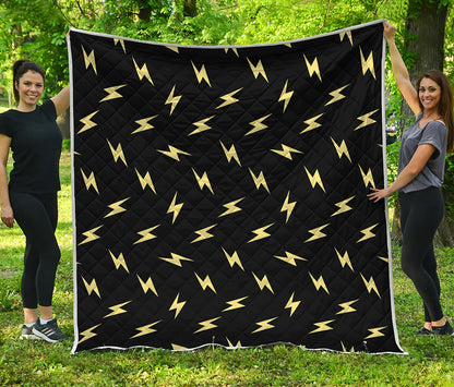 Black And Yellow Lightning Pattern Print Quilt