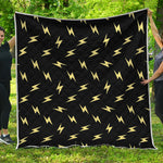 Black And Yellow Lightning Pattern Print Quilt
