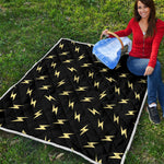 Black And Yellow Lightning Pattern Print Quilt