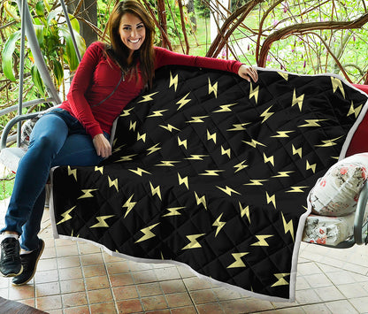 Black And Yellow Lightning Pattern Print Quilt