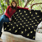 Black And Yellow Lightning Pattern Print Quilt