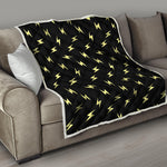 Black And Yellow Lightning Pattern Print Quilt
