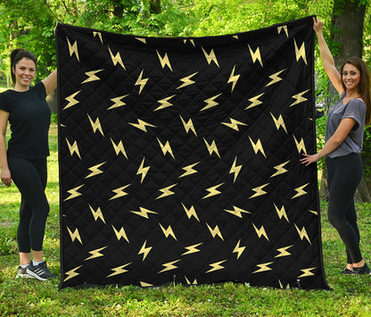 Black And Yellow Lightning Pattern Print Quilt