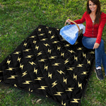 Black And Yellow Lightning Pattern Print Quilt
