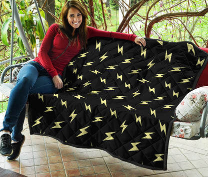 Black And Yellow Lightning Pattern Print Quilt