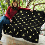 Black And Yellow Lightning Pattern Print Quilt