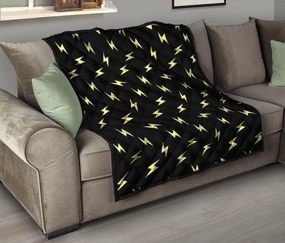 Black And Yellow Lightning Pattern Print Quilt