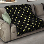 Black And Yellow Lightning Pattern Print Quilt